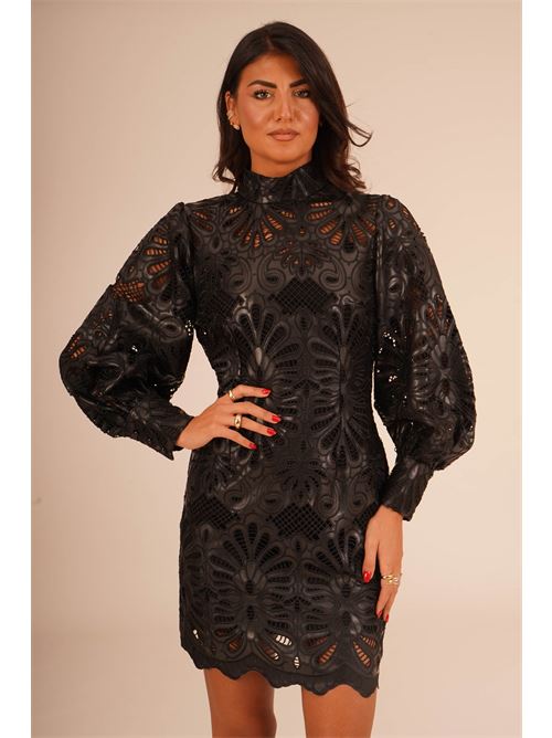 Abito in ecopelle e pizzo twins fantasy | T5012BLACK
